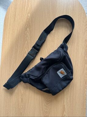 Carhartt Black Canvas Belt Bag with Front Pocket